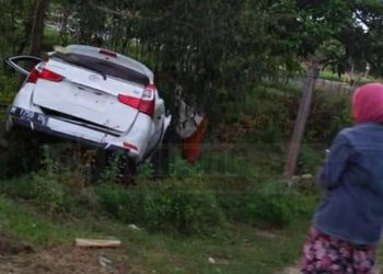 Lantaran Bangunkan Teman Ketiduran, Mobil Yang Dikendarai Sasak Pohon