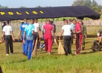 Lapangan Kerapan Sapi Dibersihkan, ini kata Danramil 0826/06 Pamekasan