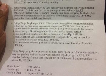 Tata Tertib RW Bikin Heboh, Isi Poinnya Minta Uang
