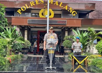 Pertahankan WBBK dan WBBM, Polres Malang Laksanakan Apel Pencanangan Komitmen