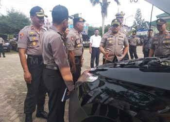 Jelang Pelantikan Pilkades Serentak, Kapolres Sampang Cek Kendaraan Personel