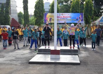 Hari Pers Nasional ke 74, Polres Pamekasan Gelar Senam Bersama