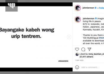 Warganet Heboh Lirik Lagu ‘Imagine’ dalam Bahasa Jawa