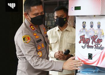 Pertama di Indonesia, Polresta Malang Kota Luncurkan Dispenser Masker