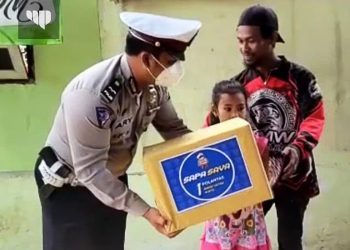 Satlantas Polres Batu Beri Bantuan Kepada Anak Yatim Terdampak Covid-19