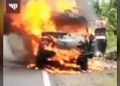 Mobil Terbakar di Torjun. Sembilan Penumpang Selamat