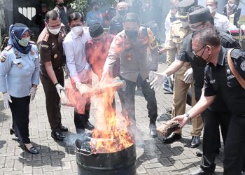 BNN Kota Malang Musnahkan 18,6 Kilogram Ganja dan 20 Ribu Pil Double L