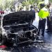 Mobil Sedan Terbakar Depan Bakorwil Malang
