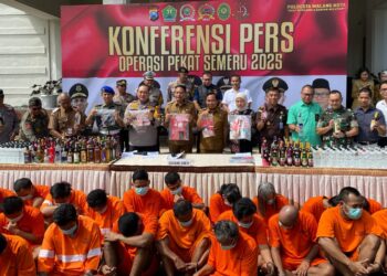 Puluhan Tersangka Kejahatan Ditangkap Selama Operasi Semeru Kota Malang, Peredaran Miras ilegal Jadi Sorotan